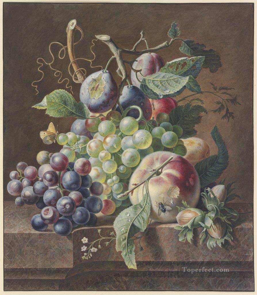 桃とブドウの静物 ブルーメンブーケ ダベイ アイン トーター フォーゲル ヤン ファン ホイスム油絵